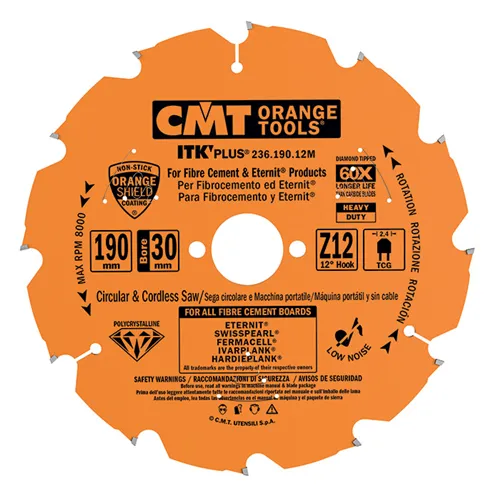 CMT ITK Piła diamentowa do materiałów ultratwardych - D190x2,2 d30 Z12