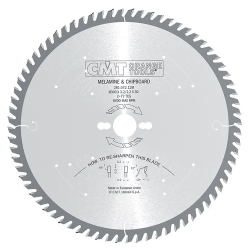 CMT XTreme Piła do laminatów oraz płyty wiórowej - D300x3,2 d30 Z72 HW