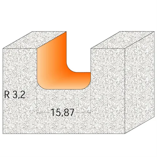 CMT C981 Frez do korytek do twardych materiałów - D15,87 I12,7 R3,2 S=12