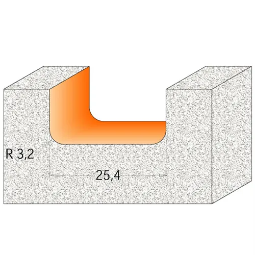 CMT C981 Frez do korytek do twardych materiałów - D25,4 I12,7 R3,2 S=12